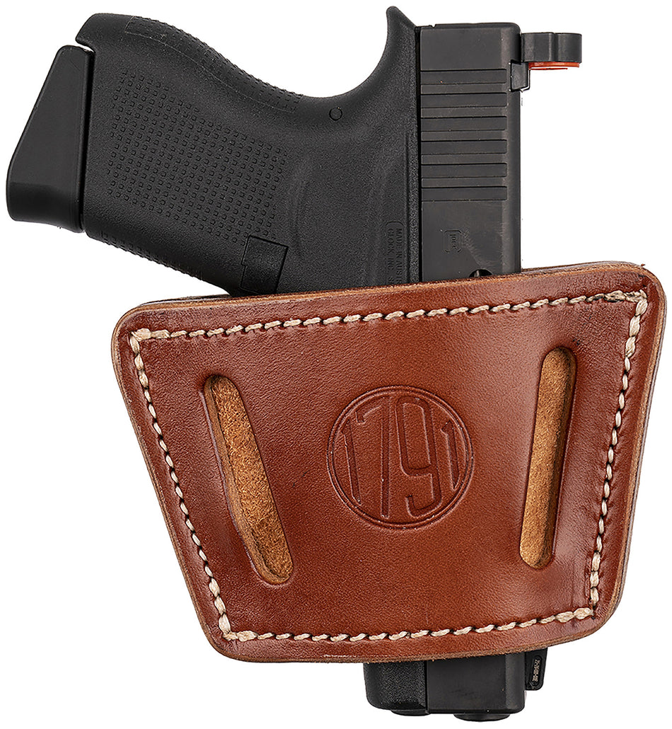 1791 Gunleather Universal IWB OWB Classic Brown Leather Holster with Belt Clip for Small to Mid Frame Autos, Ambidextrous