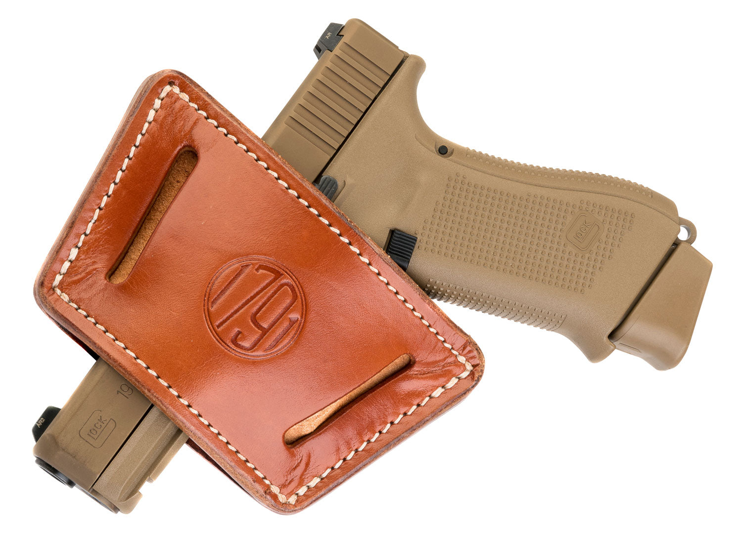 1791 Gunleather UIW Max Ambidextrous IWB/OWB Classic Brown Leather Holster with Belt Clip, Compatible with Mid to Large Frame Autos with Rails