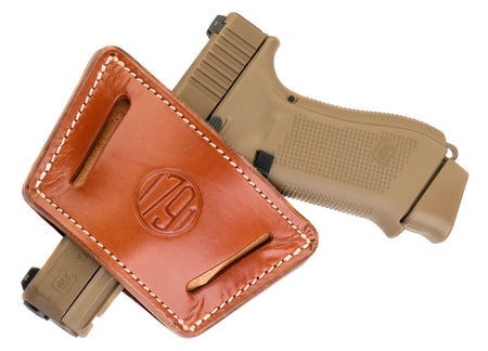 1791 Gunleather UIW Max Ambidextrous IWB/OWB Classic Brown Leather Holster with Belt Clip, Compatible with Mid to Large Frame Autos with Rails