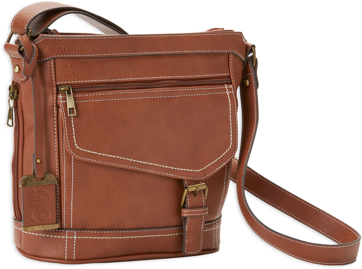 Bulldog BDP045 Everyday Carry Bucket Purse with Holster Brown Leather for Small Pistols and Revolvers