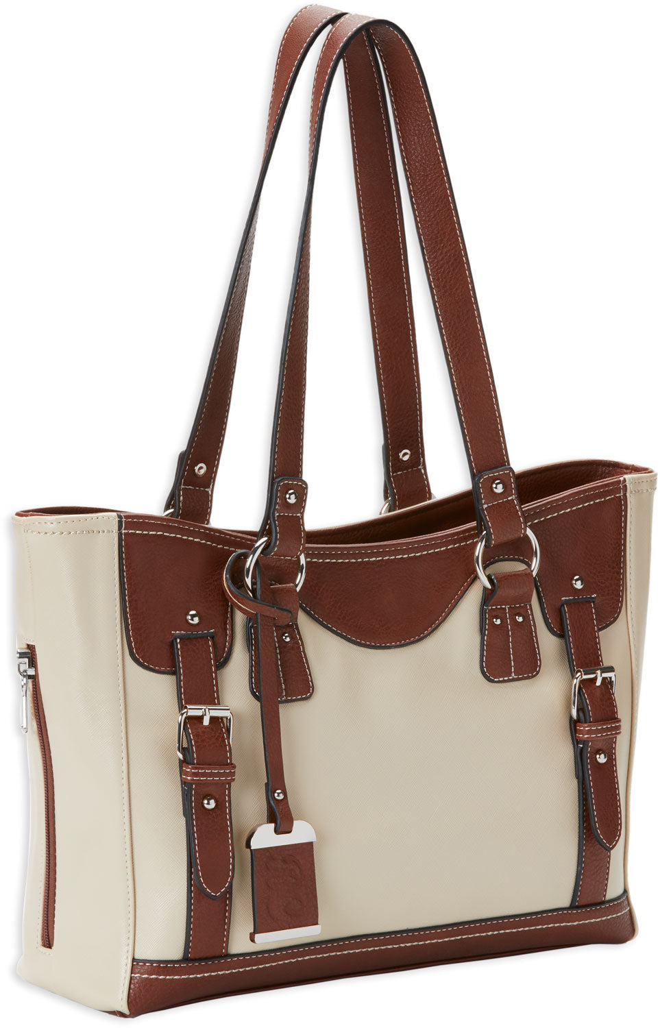 Bulldog BDP052 Leather Carry Tote Purse with Holster Sand Stone Finish for Small Pistols and Revolvers