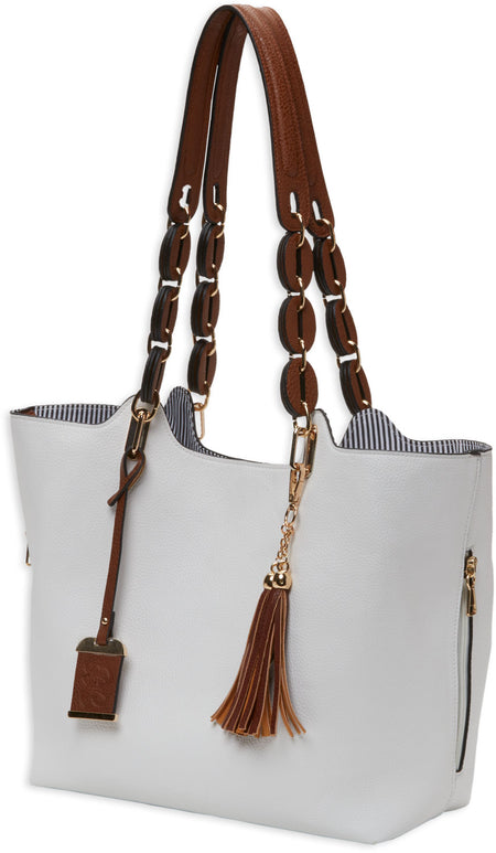 Bulldog BDP055 Braided Tote Carry Purse with Holster White Leather for Small Pistols and Revolvers
