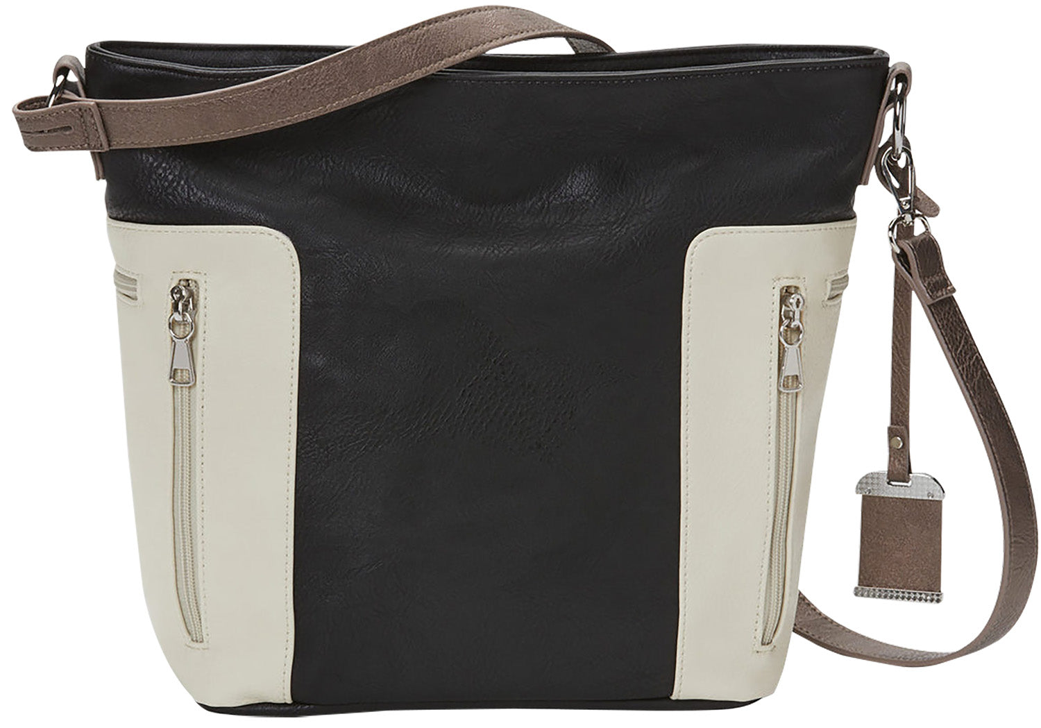 Bulldog BDP070 Convertible Hobo Carry Purse with Holster Black PU Leather Tan Trim for Small Pistols and Revolvers
