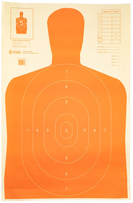Action Target B27EORANGE B-27 Orange Silhouette Economy Paper Shooting Target 23" x 35" Box of 100