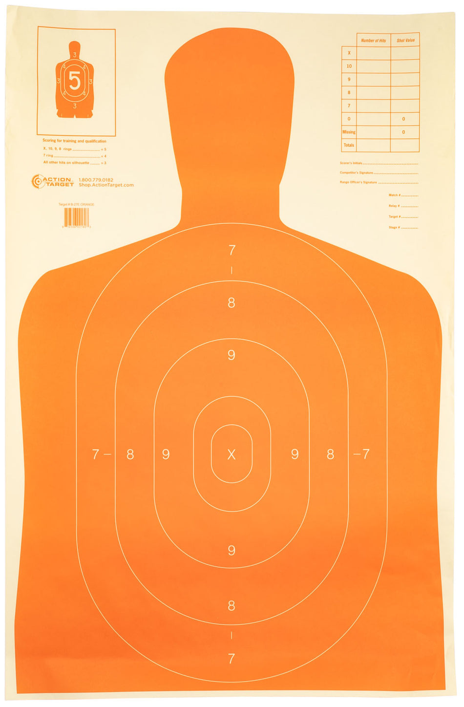 Action Target B27EORANGE B-27 Orange Silhouette Economy Paper Shooting Target 23" x 35" Box of 100