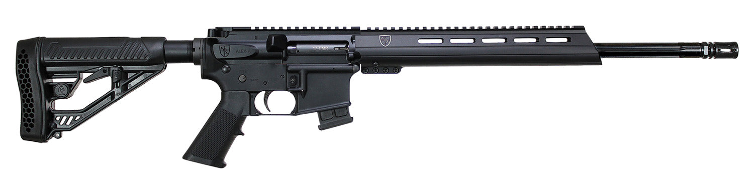 Alexander Arms RST17 Standard 17 HMR 10+1 18" Fluted Barrel, Black Hard Coat Anodized Metal Finish, EFX Black Stock, Optics Ready