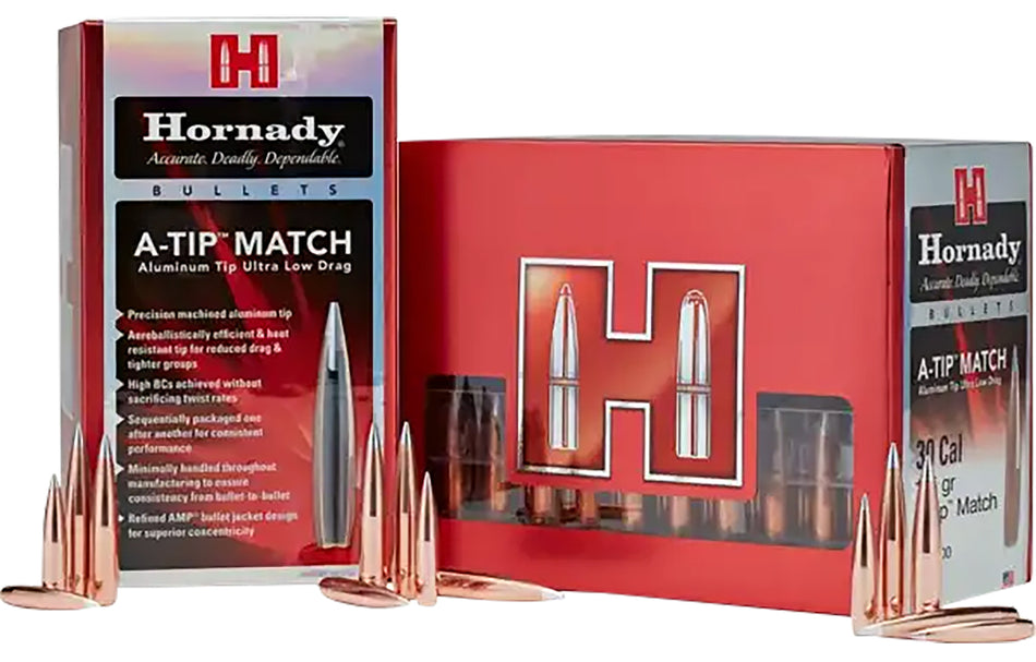 Hornady A-Tip Match 338 Cal .338 Diameter 300 Grain Match Bullets 100 Per Box