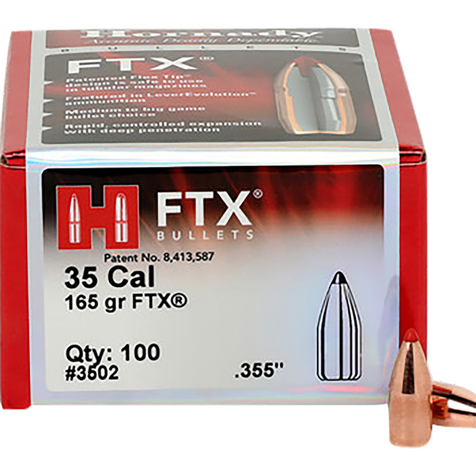 Hornady FTX 35 Cal .355 Diameter 165 Grain Flex Tip Bullets 100 Per Box
