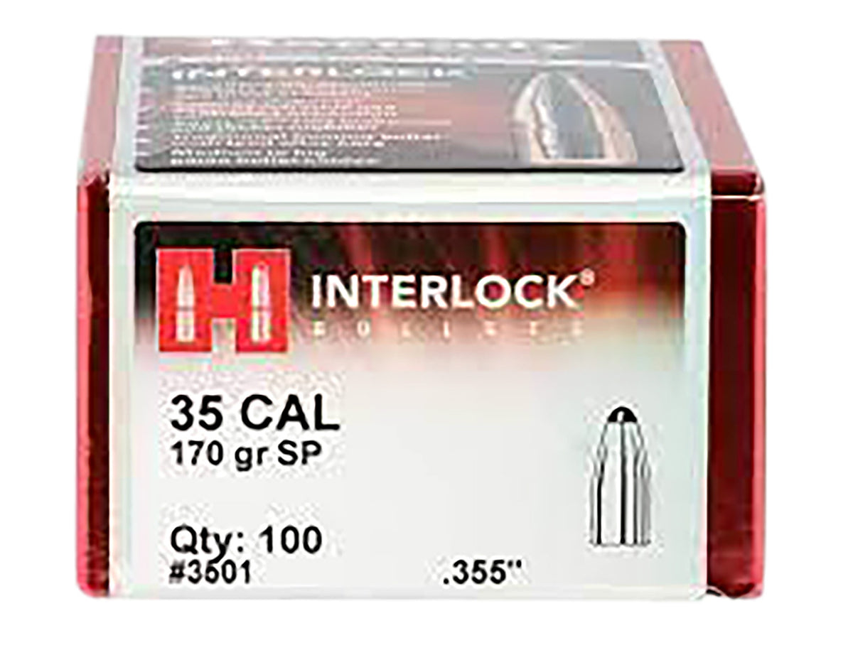 Hornady InterLock 35 Cal .355 Diameter 170 Grain Spire Point Bullets 100 Per Box
