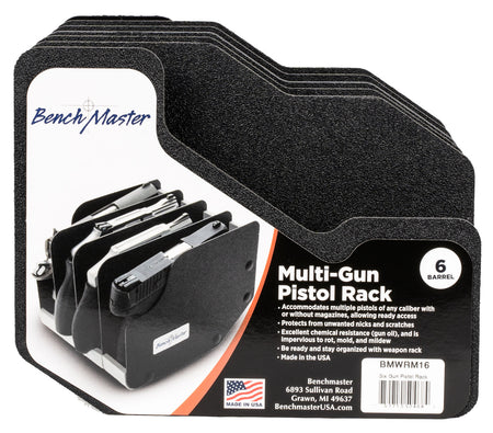 BenchMaster BMWRM16 Kydex 6 Gun Pistol WeaponRac, Black, Water and Oil Resistant