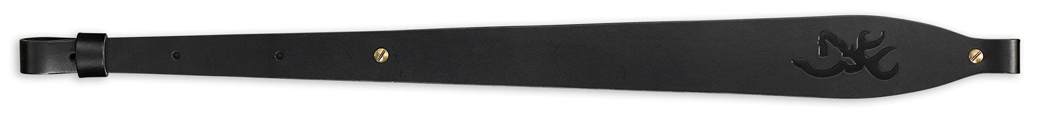 Browning Big Buckmark Top Grain Leather Rifle Sling - Black with Chicago Screws