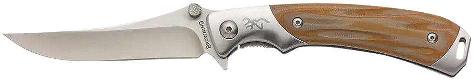 Browning Wicked Wing EDC Folding Pocket Knife 3.5" Satin 7Cr17MoV Blade Amber G10 SS Handle w/Clip