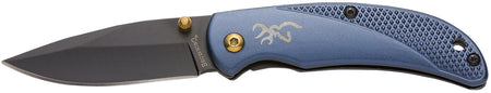 Browning Prism 3 EDC 2.38" Folding Knife Black Oxide Stainless Blade Navy w/Brass Accents Aluminum Handle