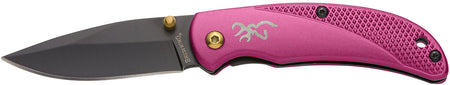 Browning Prism 3 EDC 2.38" Folding Knife Black Oxide Stainless Blade Plum w/Brass Accents Aluminum Handle