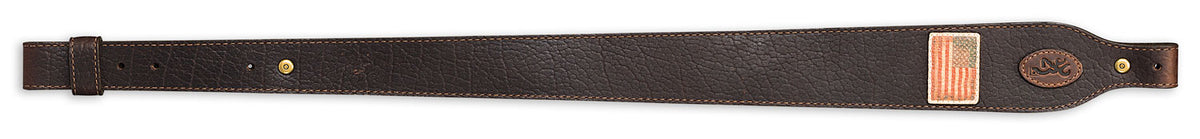 Browning Freedom USA-Made Leather Suede Rifle Sling with American Flag Applique