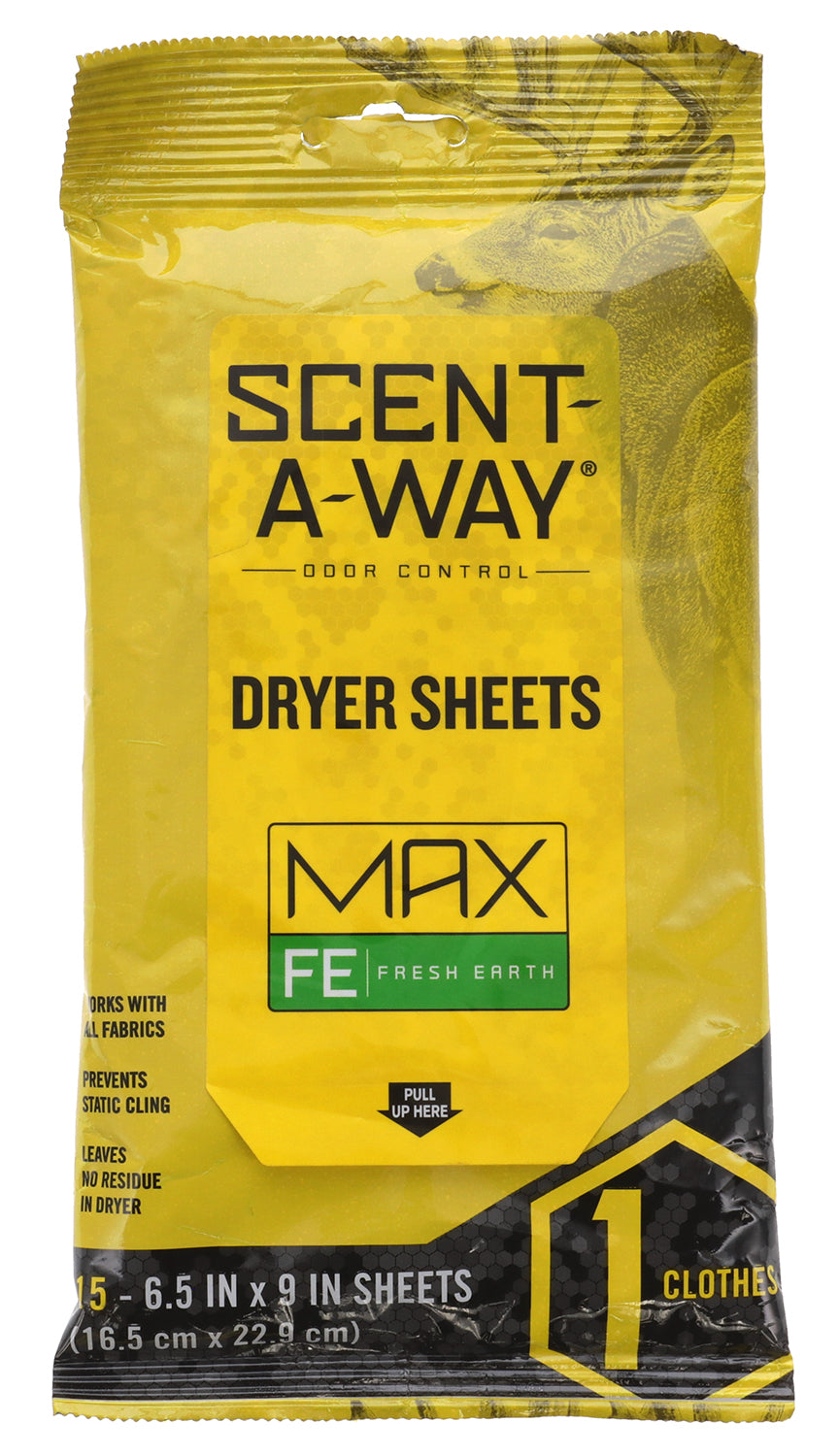 Scent-A-Way 07708 Max Odor Eliminator Fresh Earth Dryer Sheets 15 Sheets