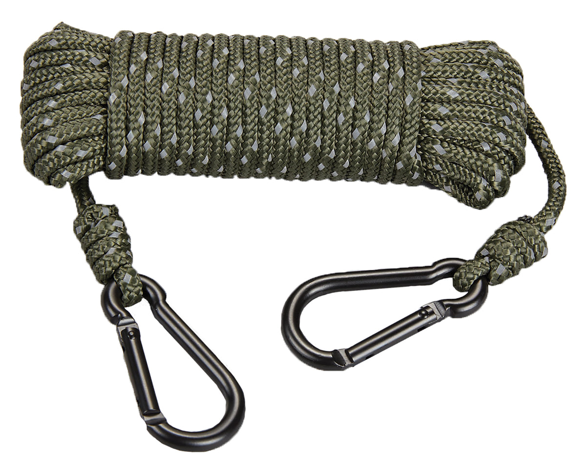 Hunters Specialties 30-Foot Olive Drab Reflective Rope with Carabiner Ends