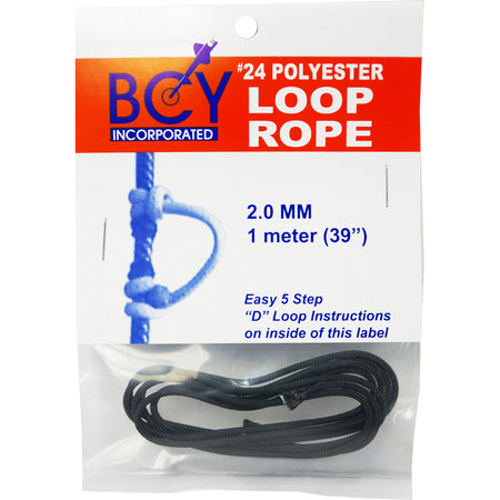 BCY 24 Braided Polyester D-Loop Material Black 1m