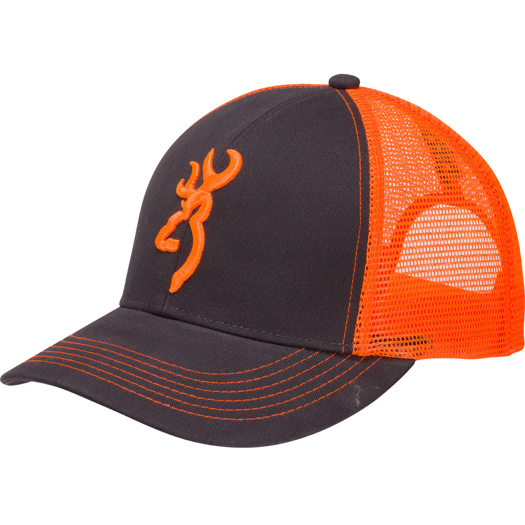 Browning Flashback Mesh Back Hat Charcoal/Neon Orange