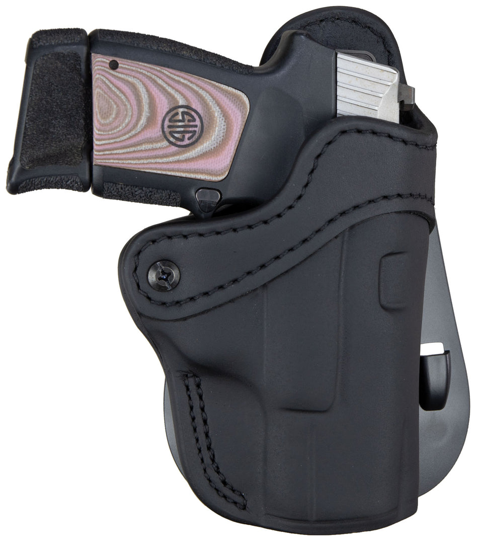 1791 Gunleather BH2.1 Optic Ready OWB Leather Paddle Holster, Stealth Black, Size 2.1, Compatible w/Glock 17/M&P Shield, Right Hand
