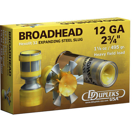 DDupleks 12 Gauge Shotgun Ammo Broadhead Hexolit 32 2.75 in 1-1/8 oz Slug