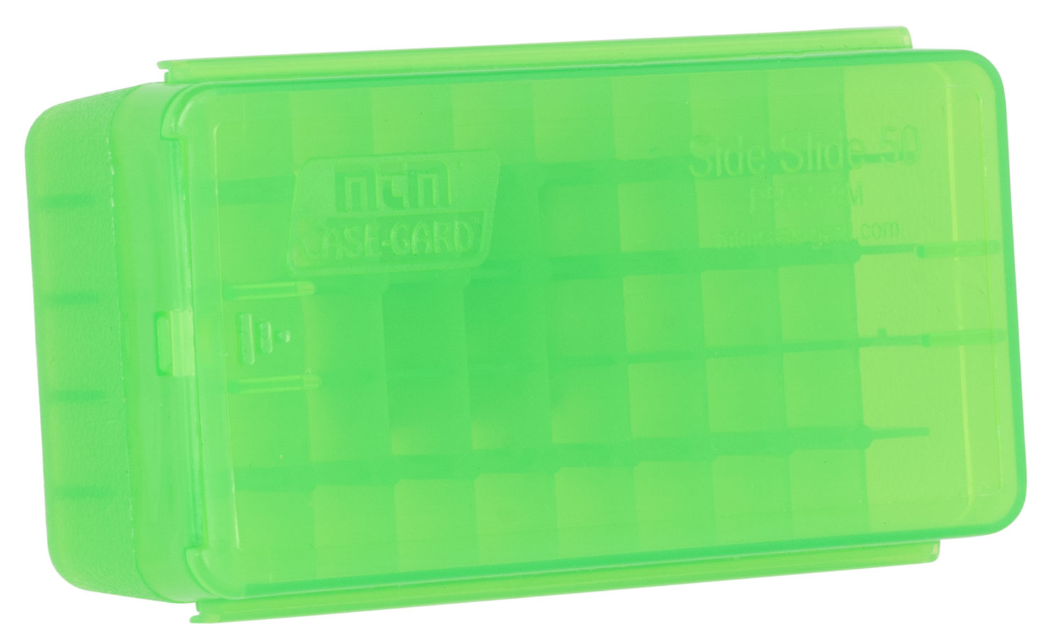 MTM P50SS9M16 Side-Slide Ammo Box Multi-Caliber Handgun Clear Green Plastic 50rd
