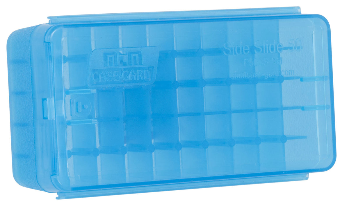 MTM P50SS9M24 Side-Slide Ammo Box Multi-Caliber Handgun Clear Blue Plastic 50rd