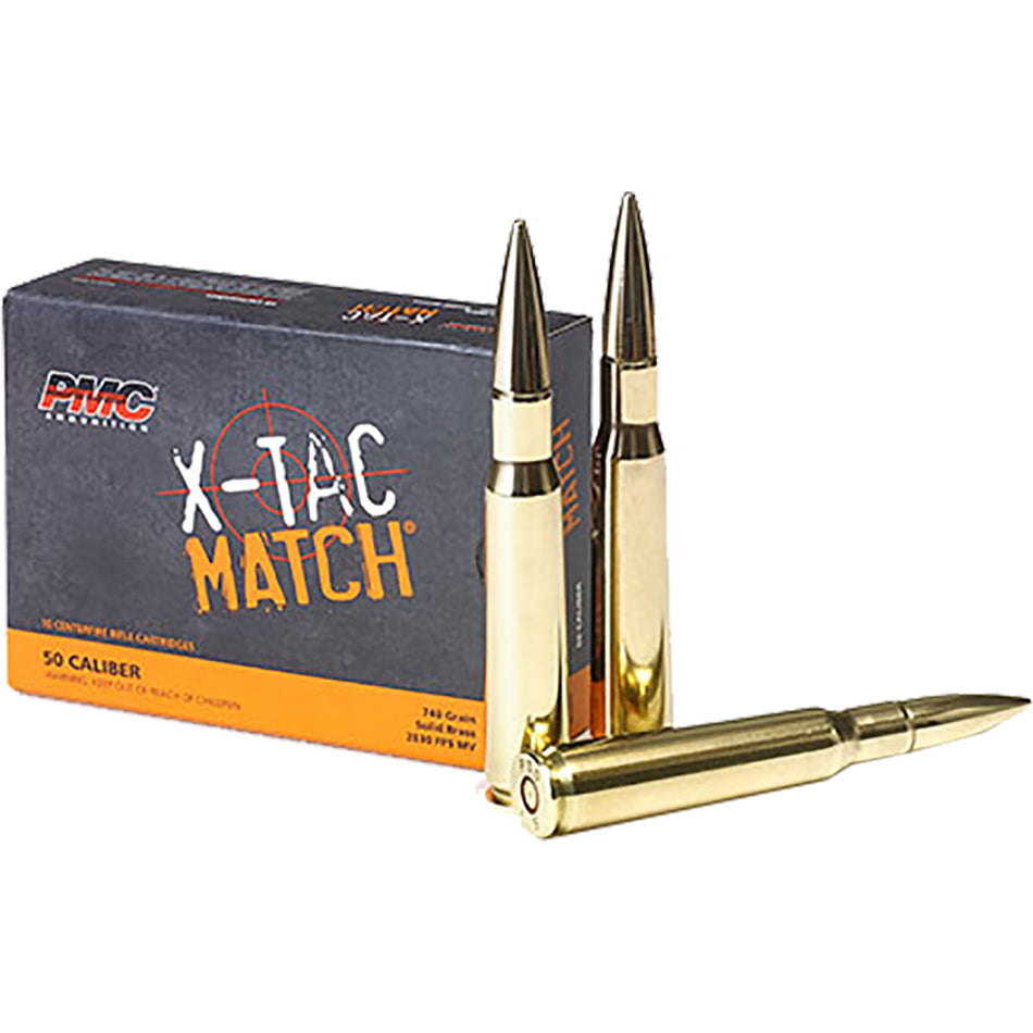 PMC X-Tac Match Solid Brass 740 Grain .50 BMG 2830 fps 741569060387