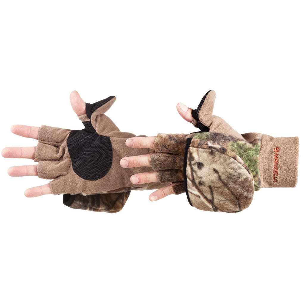 Manzella Convertible Half-Finger Glove/Mitten Large Realtree Edge