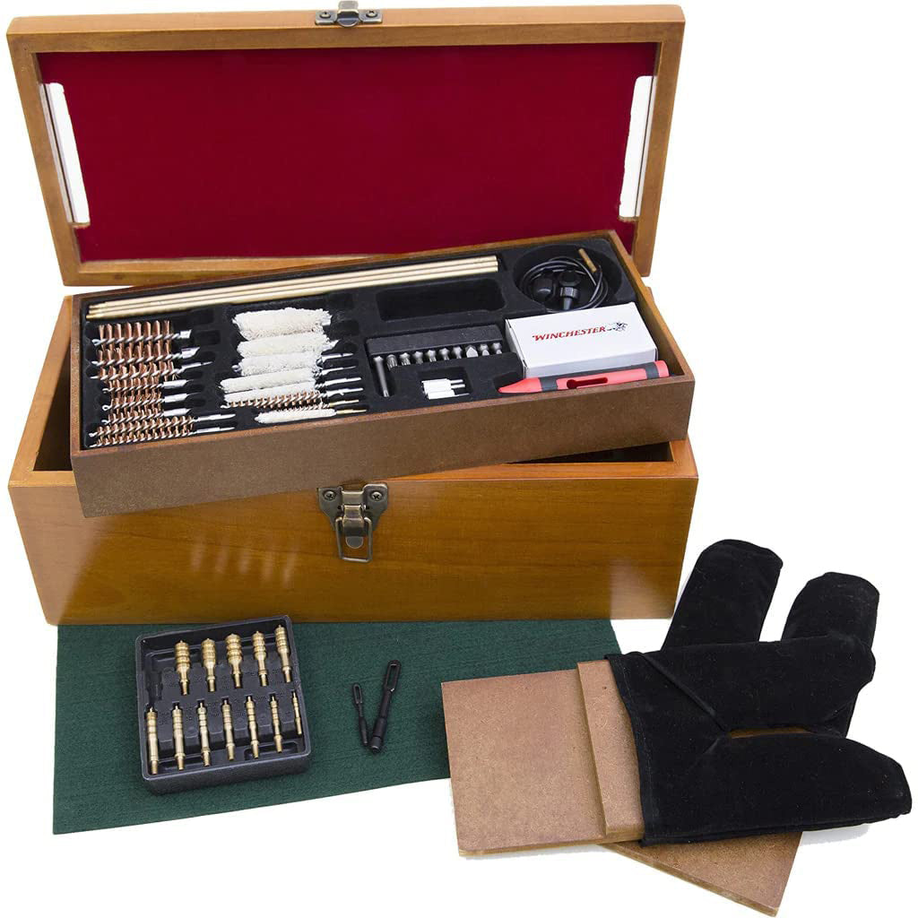 Gunmaster 50 pc. Wooden Cleaning Station for Pistols, Rifles, and Shotguns