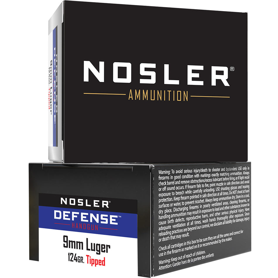 Nosler Defense Bonded Performance Tipped 124 Grain 9mm Luger/Parabellum 1200 fps 054041371513