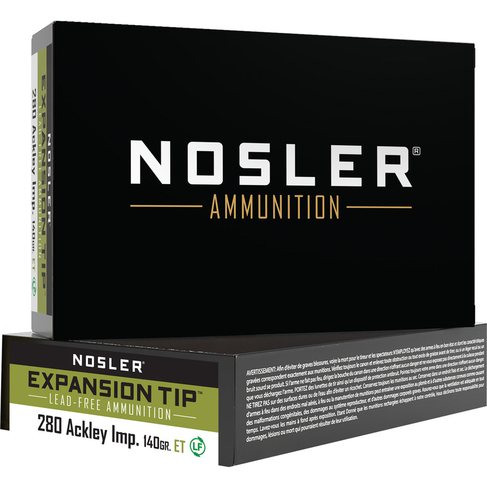 Nosler Expansion Tip E-Tip Lead-Free 140 Grain .280 Ackley 3200 fps 054041400671
