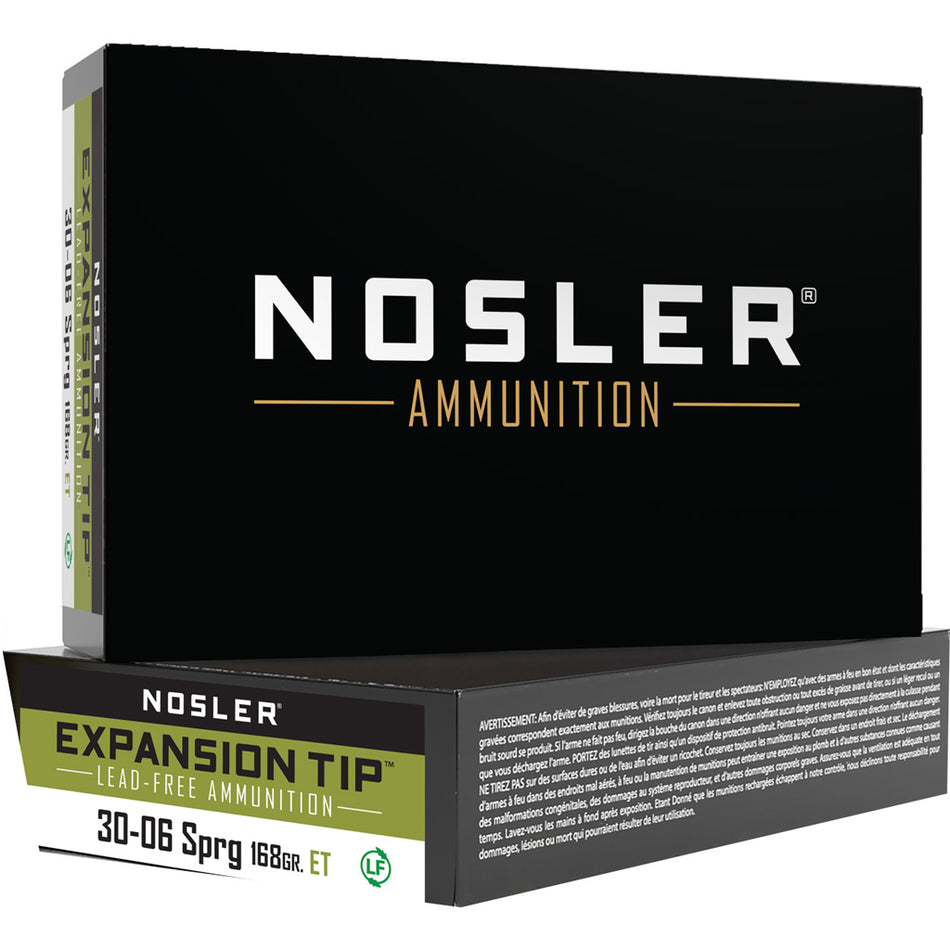 Nosler Expansion Tip E-Tip Lead-Free 168 Grain .30-06 Springfield 2800 fps 054041400367