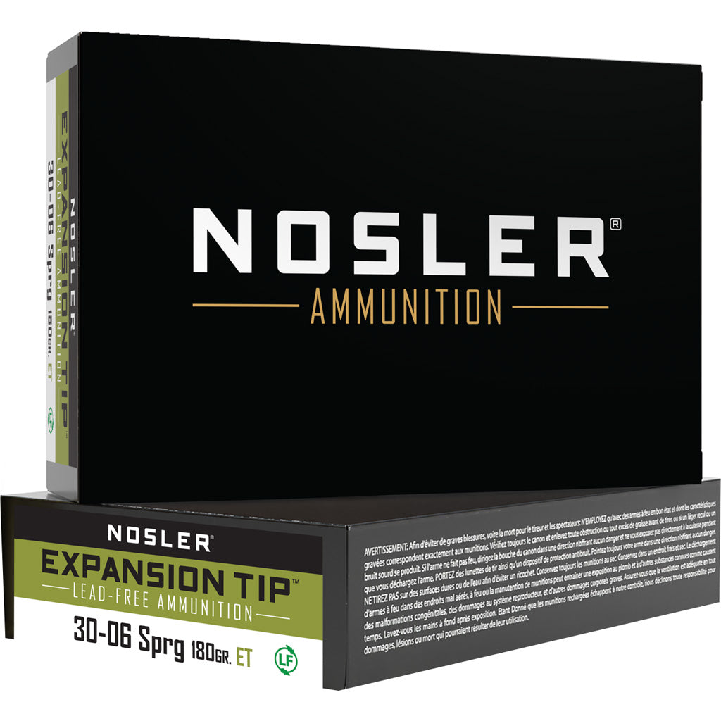 Nosler Expansion Tip E-Tip Lead-Free 180 Grain .30-06 Springfield 2750 fps 054041400374