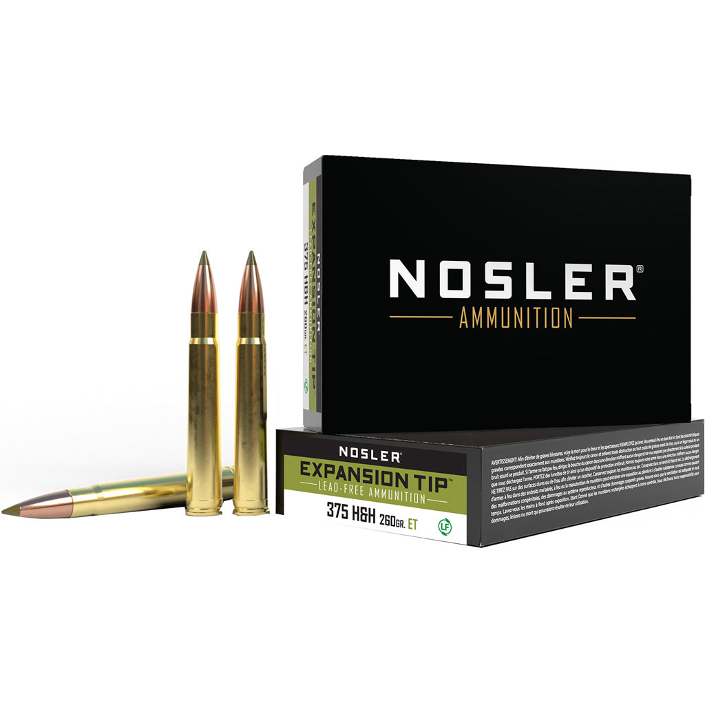 Nosler Expansion Tip E-Tip Boat Tail 260 Grain .375 H&H Mag 2700 fps 054041403955
