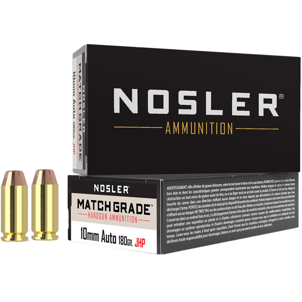 Nosler Assured Stopping Power Jacketed Hollow Point 180 Grain 10mm Auto 1150 fps 054041514125