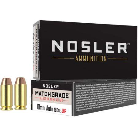 Nosler Assured Stopping Power Jacketed Hollow Point 180 Grain 10mm Auto 1150 fps 054041514125