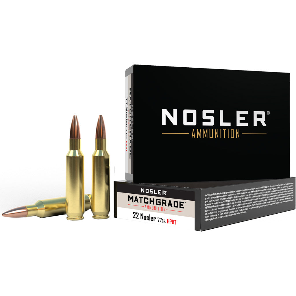 Nosler Match Grade Custom Competition Hollow Point Boat Tail 77 Grain .22 Nosler 2950 fps 054041600163