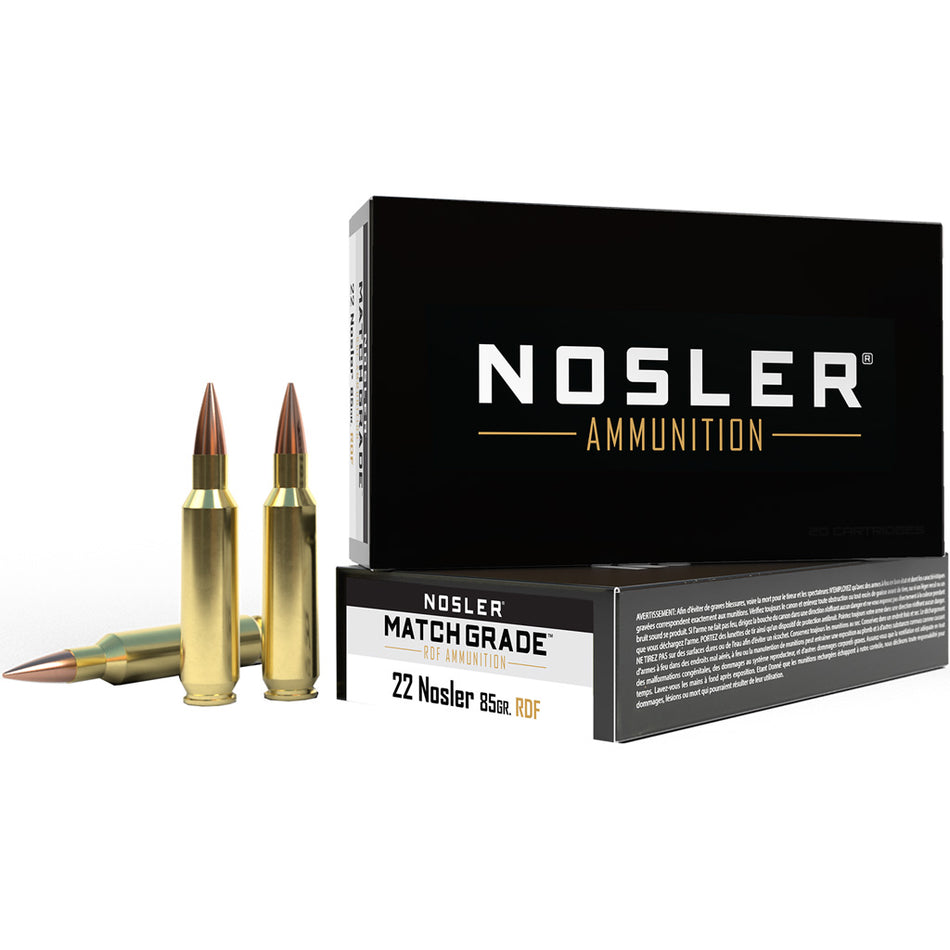 Nosler Match Grade RDF Hollow Point Boat Tail 85 Grain .22 Nosler 2750 fps 054041601627