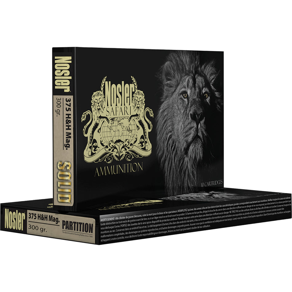 Nosler .375 H&H Mag Trophy Grade Safari 300 grain Nosler Spitzer Partition ammunition