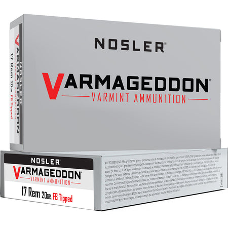 Nosler .17 Remington Varmageddon 20 grain Flat Base Tipped ammunition