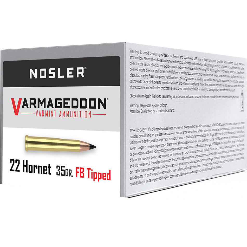 Nosler .22 Hornet Varmageddon 35 grain Flat Base Tipped ammunition