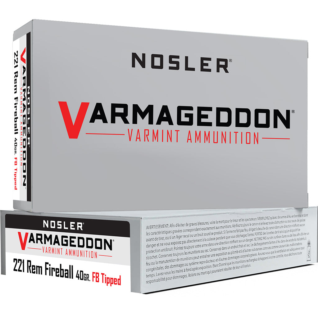 Nosler Varmageddon Flat Base Tipped 40 Grain .221 Remington Fireball 3100 fps 054041651257