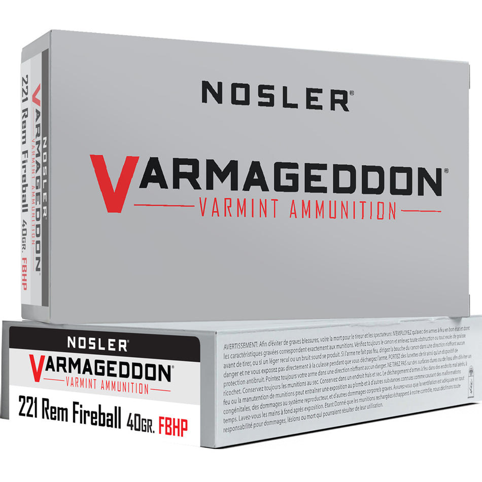 Nosler Varmageddon Flat Base Hollow Point 40 Grain .221 Remington Fireball 3100 fps 054041651202