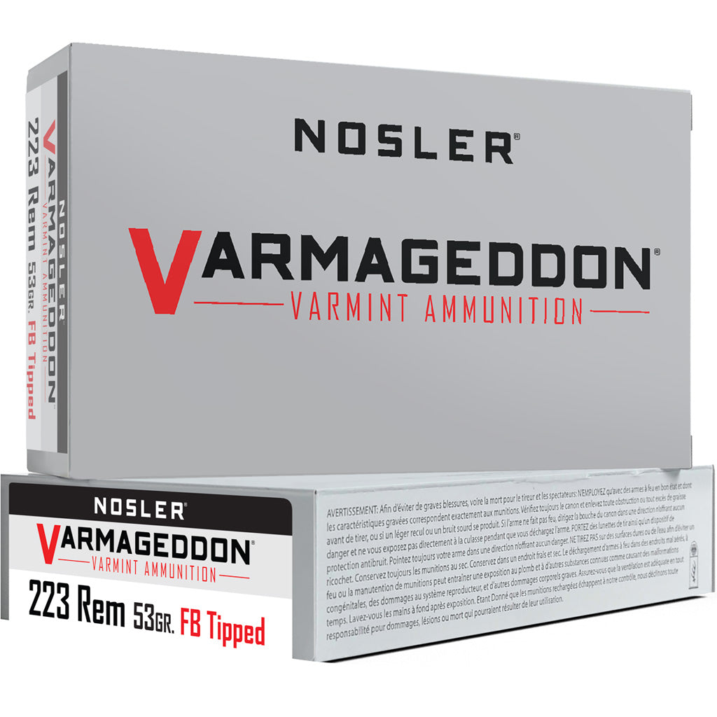 Nosler Varmageddon Flat Base Tipped 53 Grain .223 Remington 3350 fps 054041651394