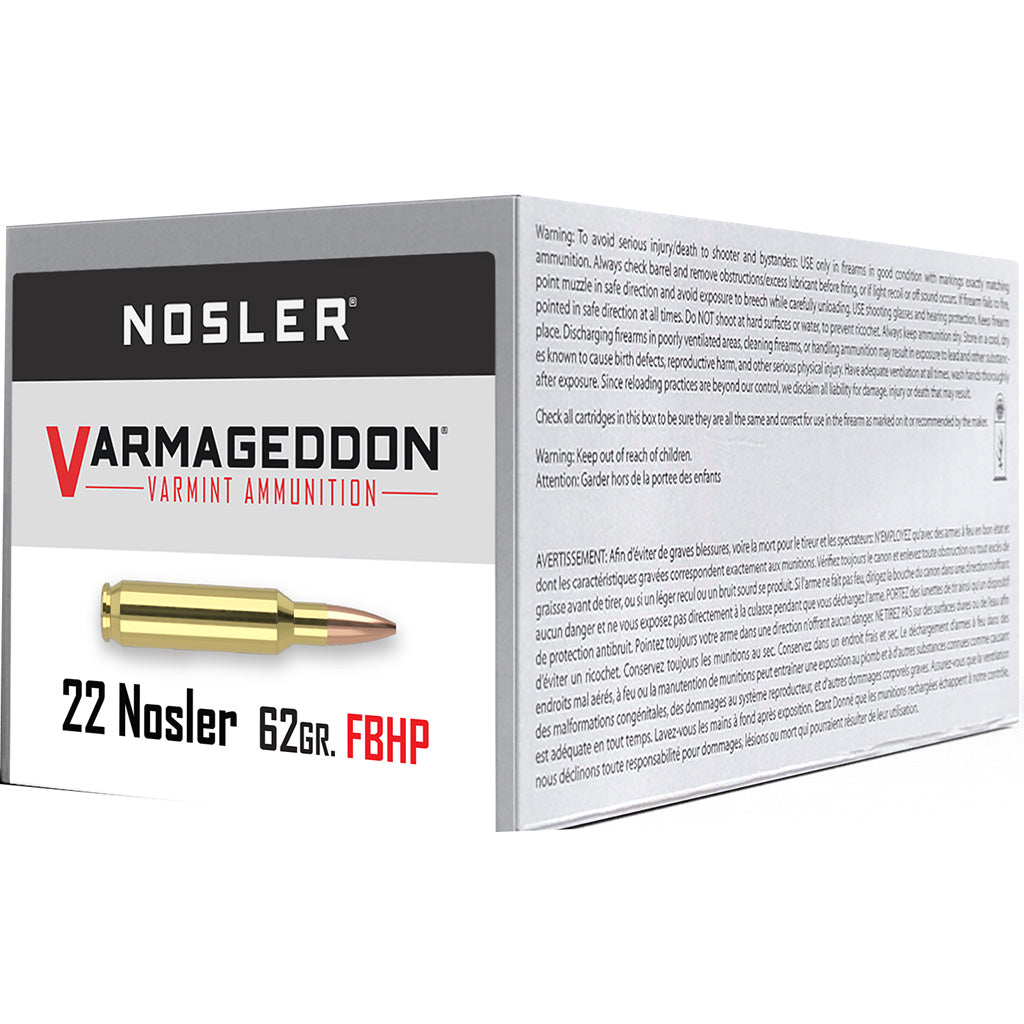Nosler Varmageddon Flat Base Hollow Point 62 Grain .22 Nosler 3250 fps 054041651806