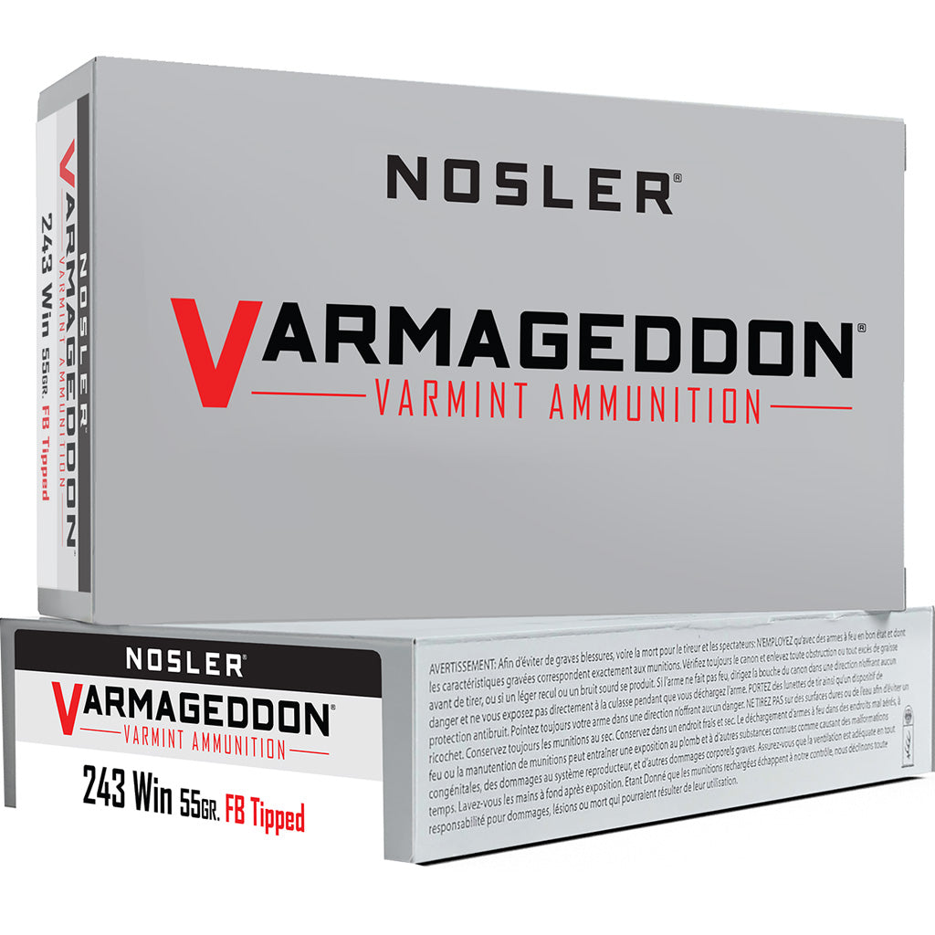 Nosler Varmageddon Flat Base Tipped 55 Grain .243 Winchester 3800 fps 054041651653