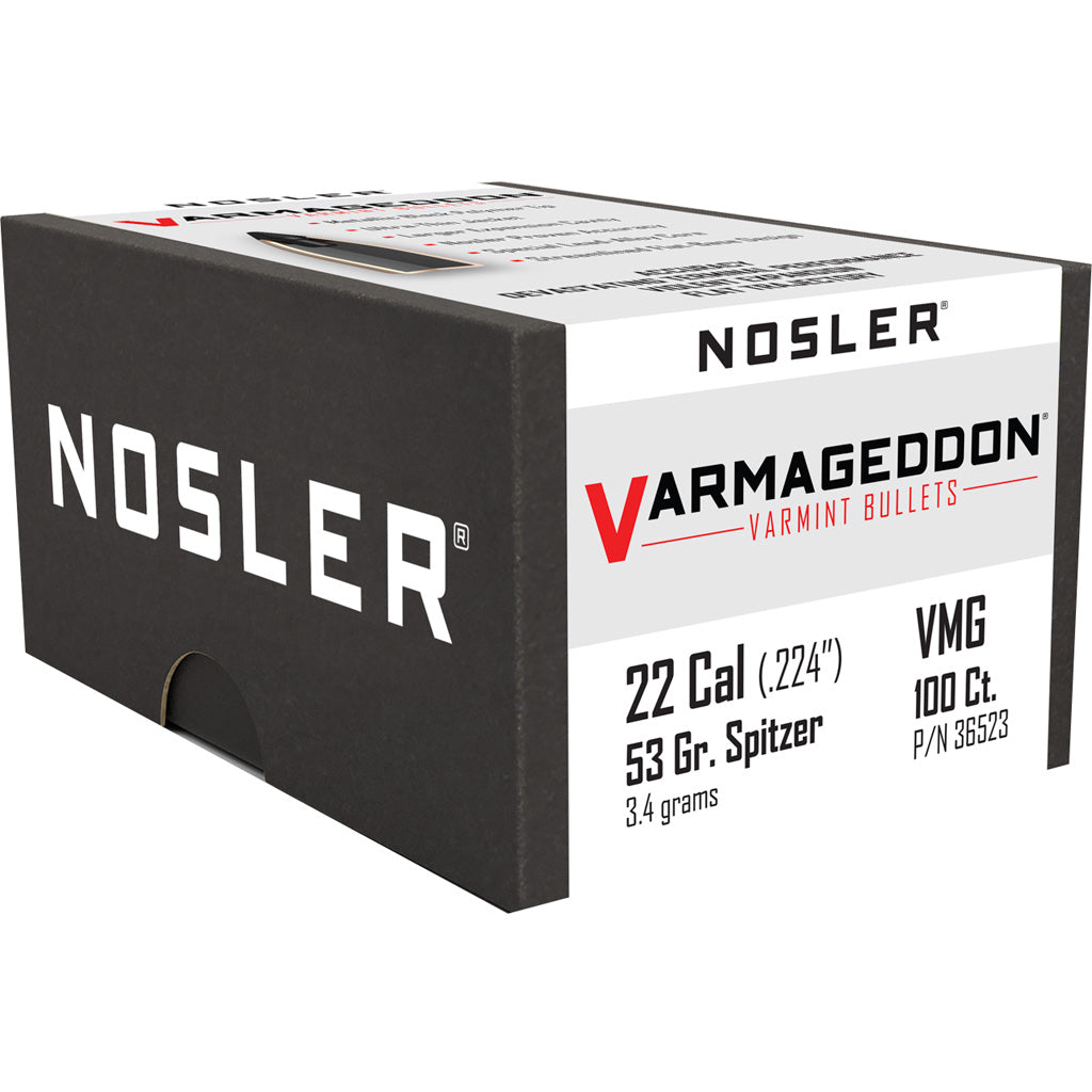 Nosler .224 53gr Flat Base Tipped Varmageddon Reloading Bullets 100/Box