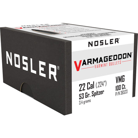 Nosler .224 53gr Flat Base Tipped Varmageddon Reloading Bullets 100/Box