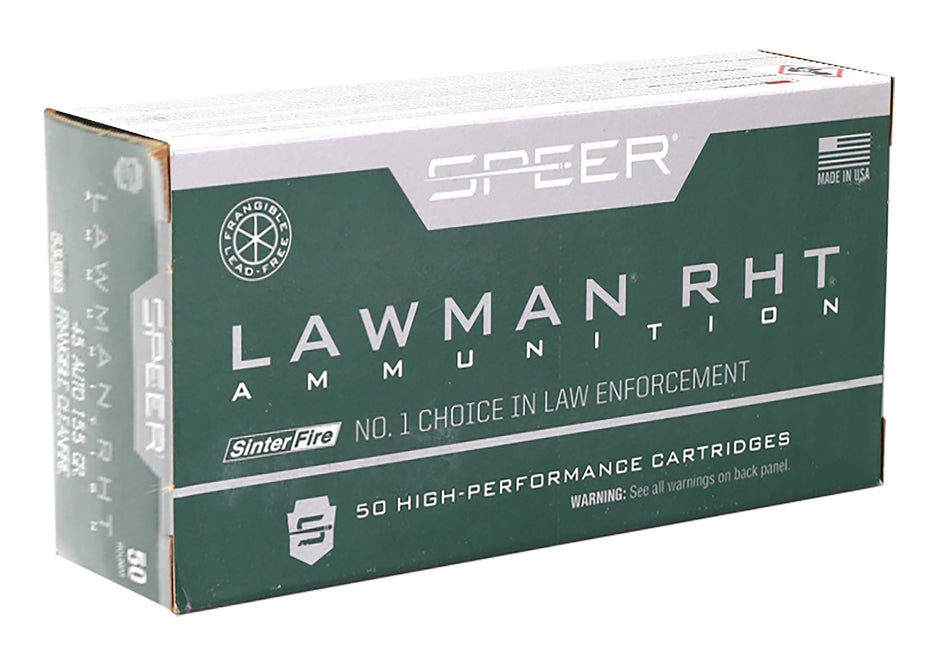 Speer Lawman Training RHT SinterFire Frangible 155 Grain .45 ACP/Auto 1130 fps 076683533951